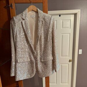 LOFT Sequin Blazer - Cream. Size 2